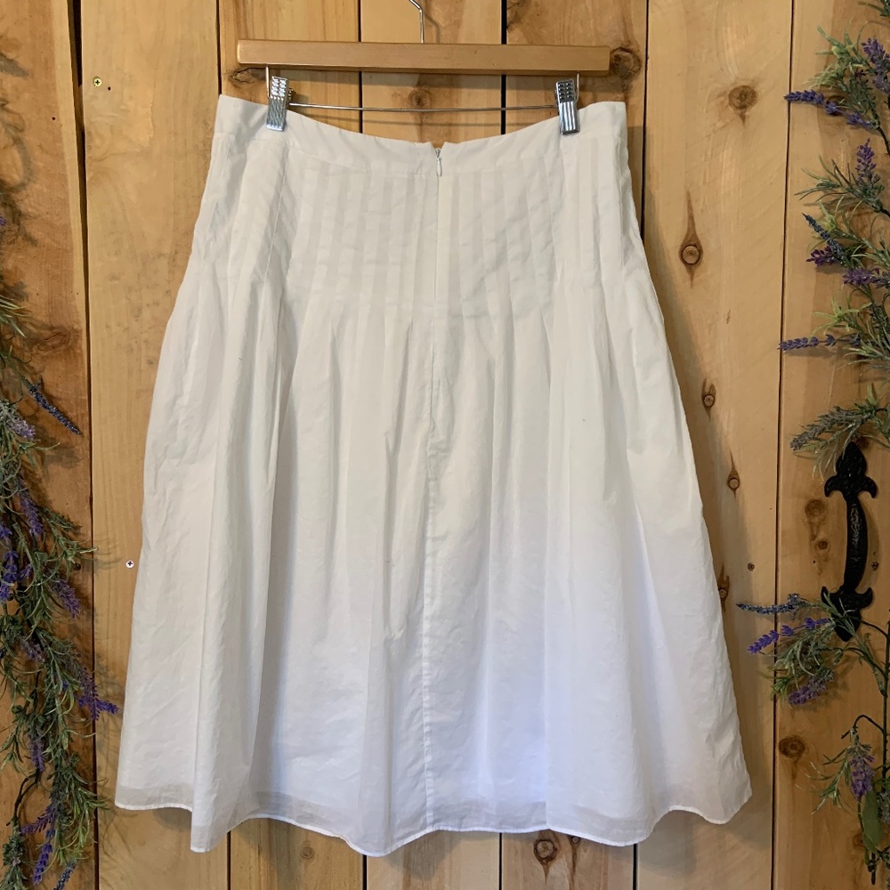 J Crew White Pleated Skirt